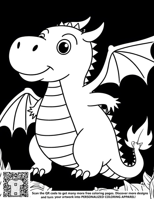 FREE Cartoon Dragon Coloring Page - Printable Download