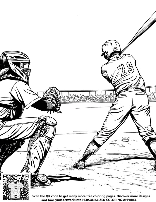 FREE Baseball Catcher and Batter Coloring Page - Download NOW