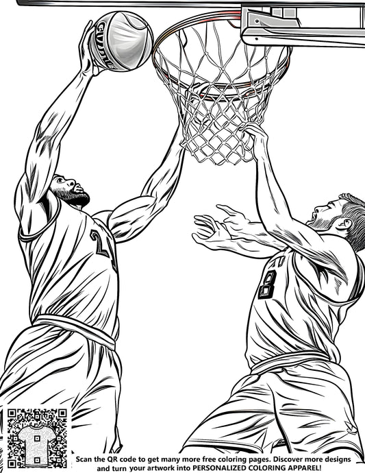 FREE Basketball Action Coloring Page Download NOW