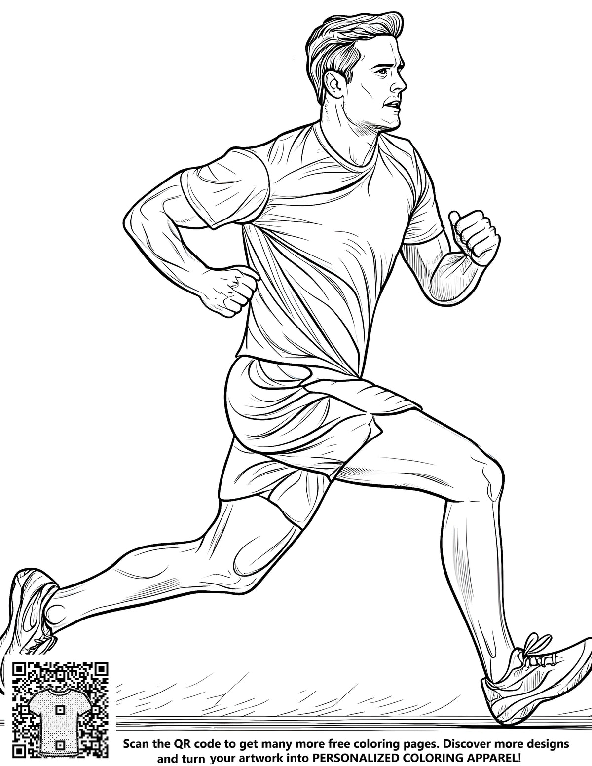 Man Ran Coloring Free Running Coloring Page PDF â Davinci in You