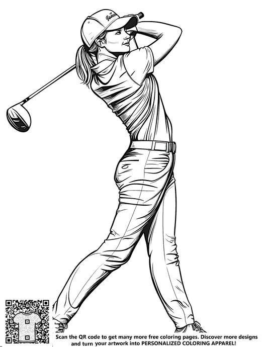 FREE Female Golfer Coloring Page Download NOW