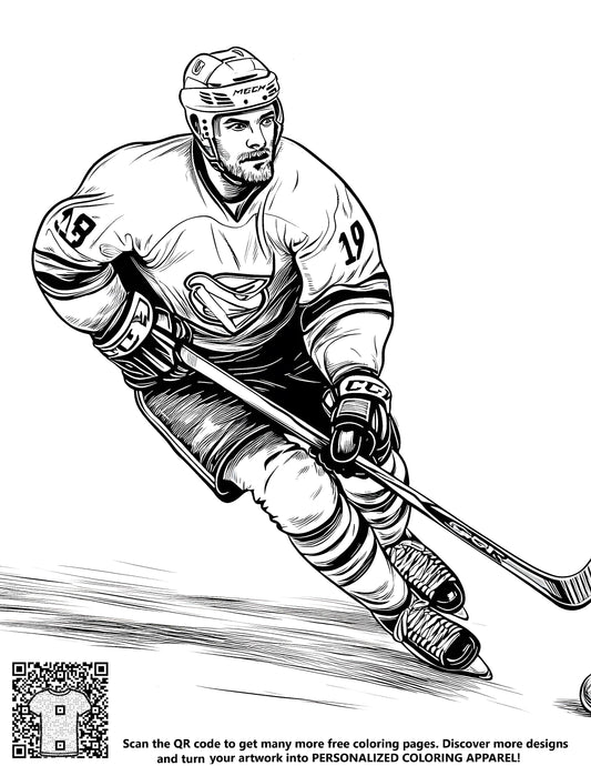 FREE Hockey Player Coloring Page Download NOW