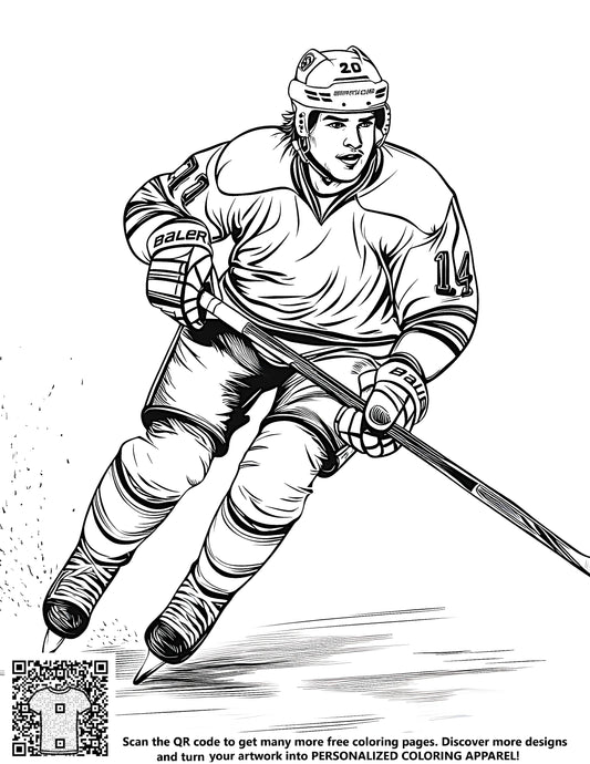 FREE Hockey Player Coloring Page - Printable Download