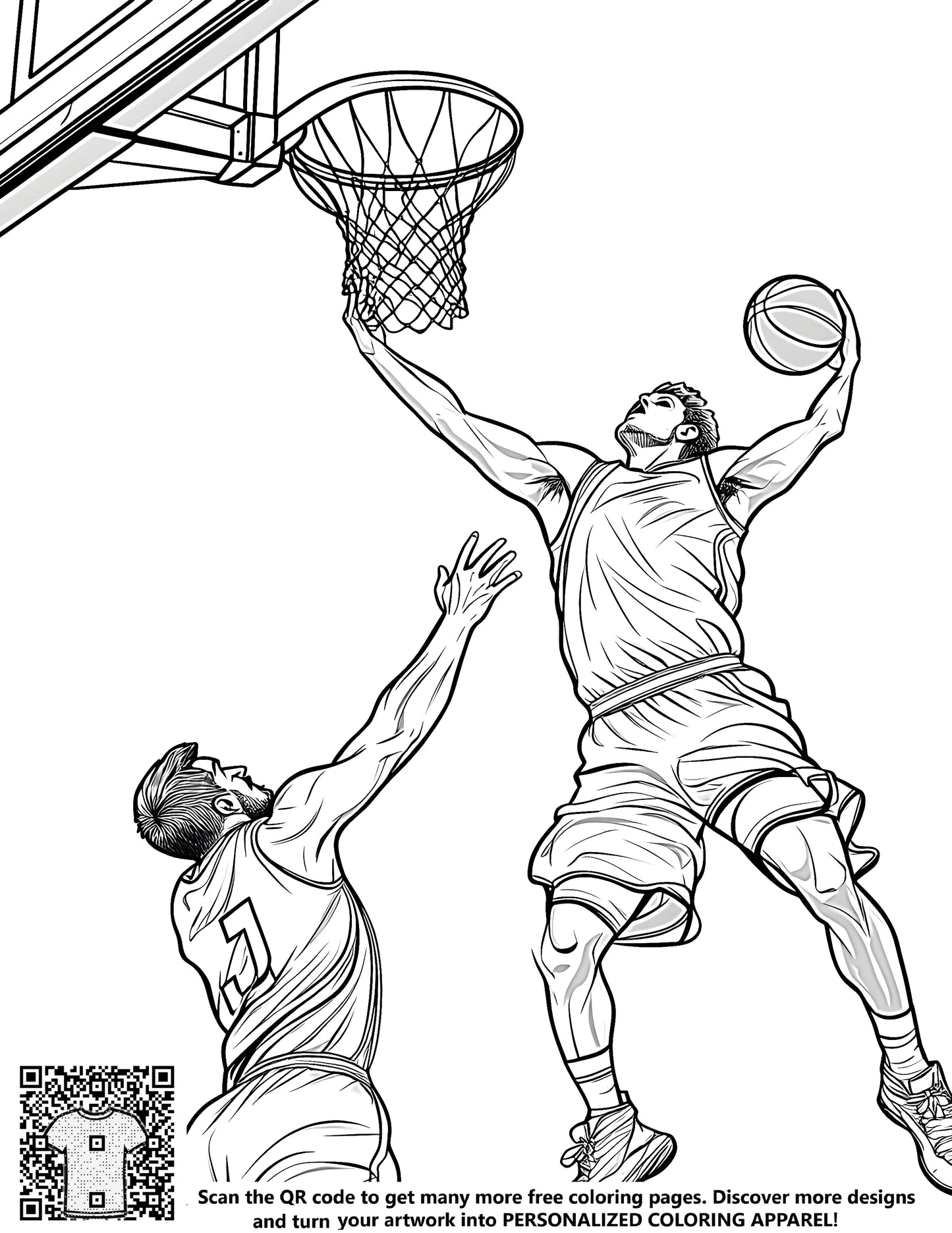 FREE Basketball Coloring Page - Slam Dunk Action Printable