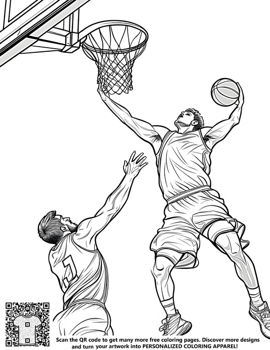 FREE Basketball Coloring Page - Slam Dunk Action Printable