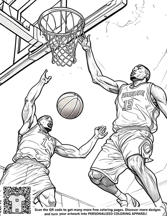 FREE Basketball Game Coloring Page Download NOW