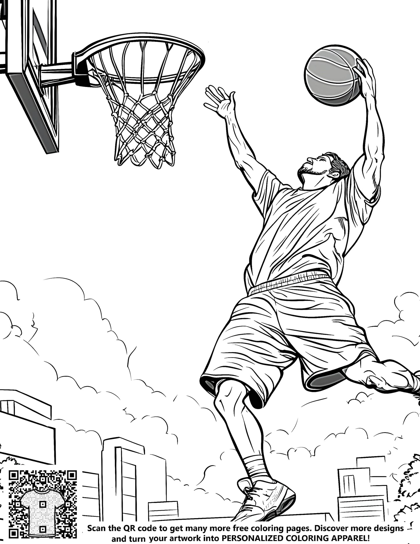 FREE Basketball Player Dunking Coloring Page - Printable Download