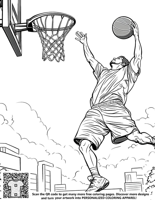 FREE Basketball Player Dunking Coloring Page - Printable Download