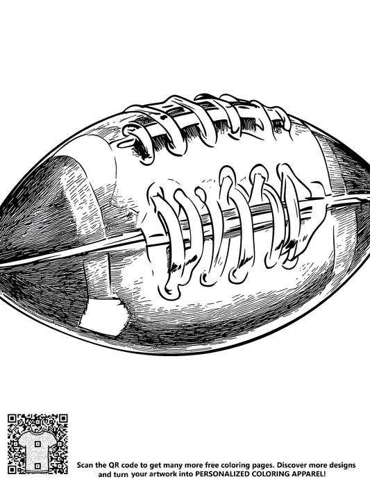 FREE American Football Coloring Page - Detailed Black and White Illustration - Printable Download