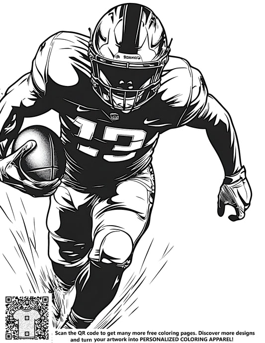 FREE Football Player Action Pose Coloring Page - Download NOW