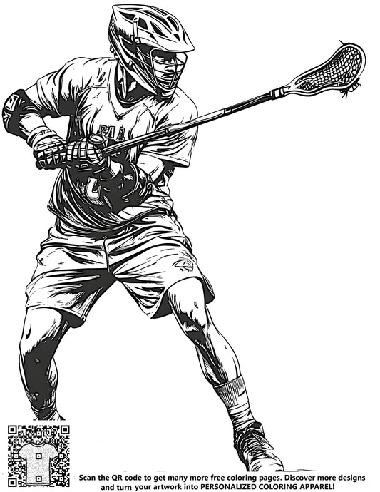 FREE Lacrosse Player Coloring Page Download NOW