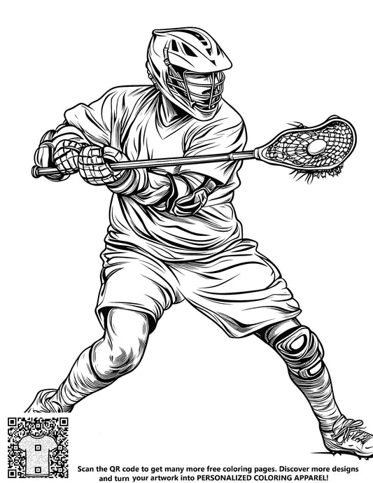 FREE Lacrosse Player Coloring Page Download NOW