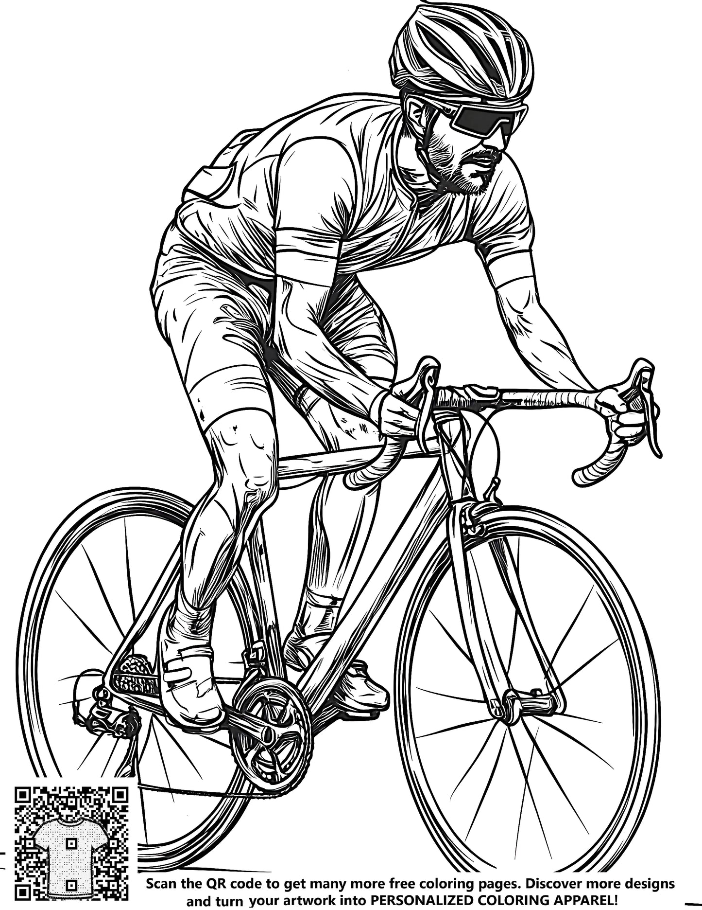 FREE Cyclist in Motion Coloring Page - Printable Download