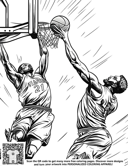 FREE Basketball Action Coloring Page - Download NOW