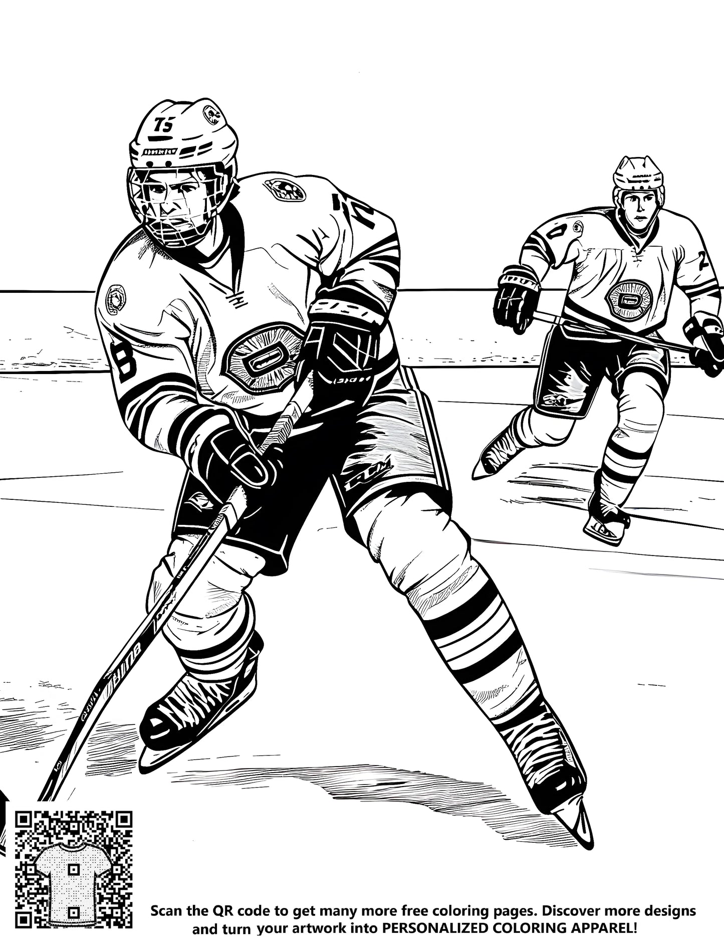 FREE Ice Hockey Players Coloring Page Download NOW