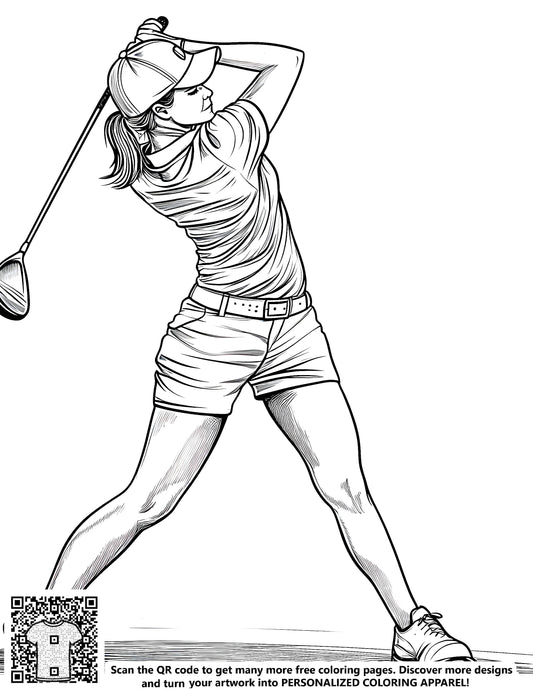 FREE Female Golfer Coloring Page - Download NOW