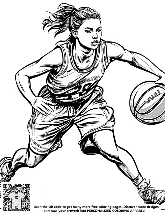 FREE Female Basketball Player Coloring Page - Download NOW