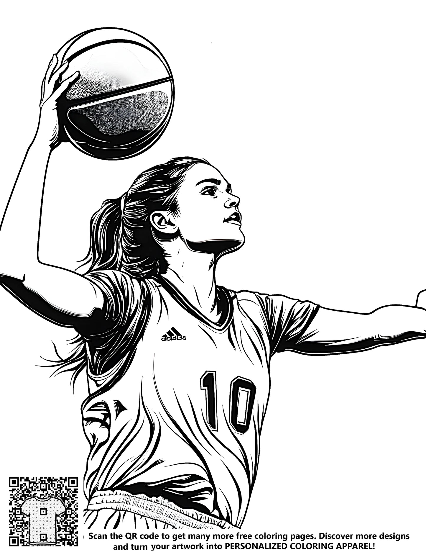 FREE Female Basketball Player Coloring Page - Printable Download