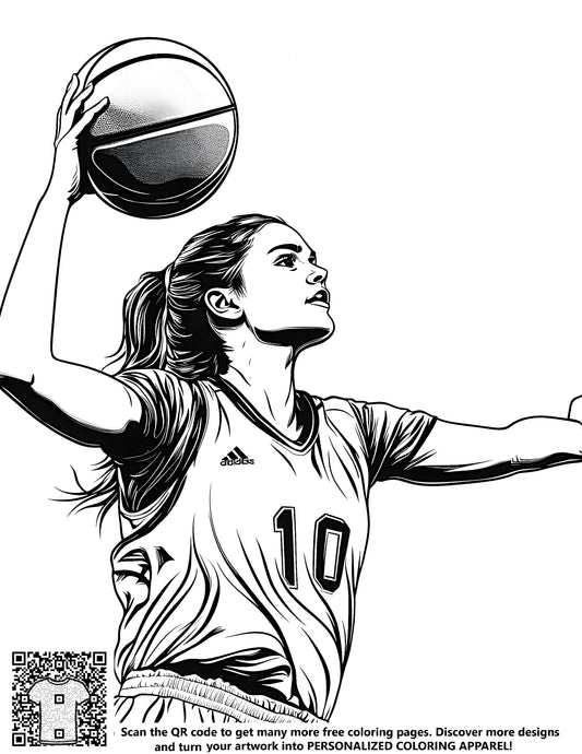 FREE Female Basketball Player Coloring Page - Printable Download