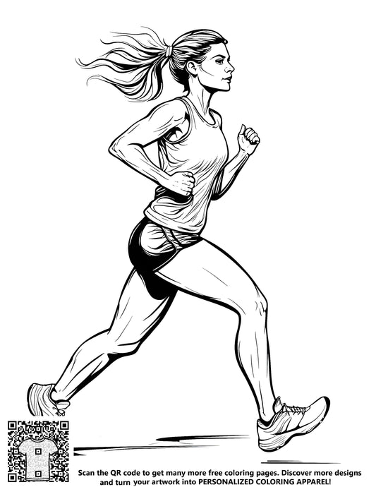 FREE Female Jogger Coloring Page - Printable Download