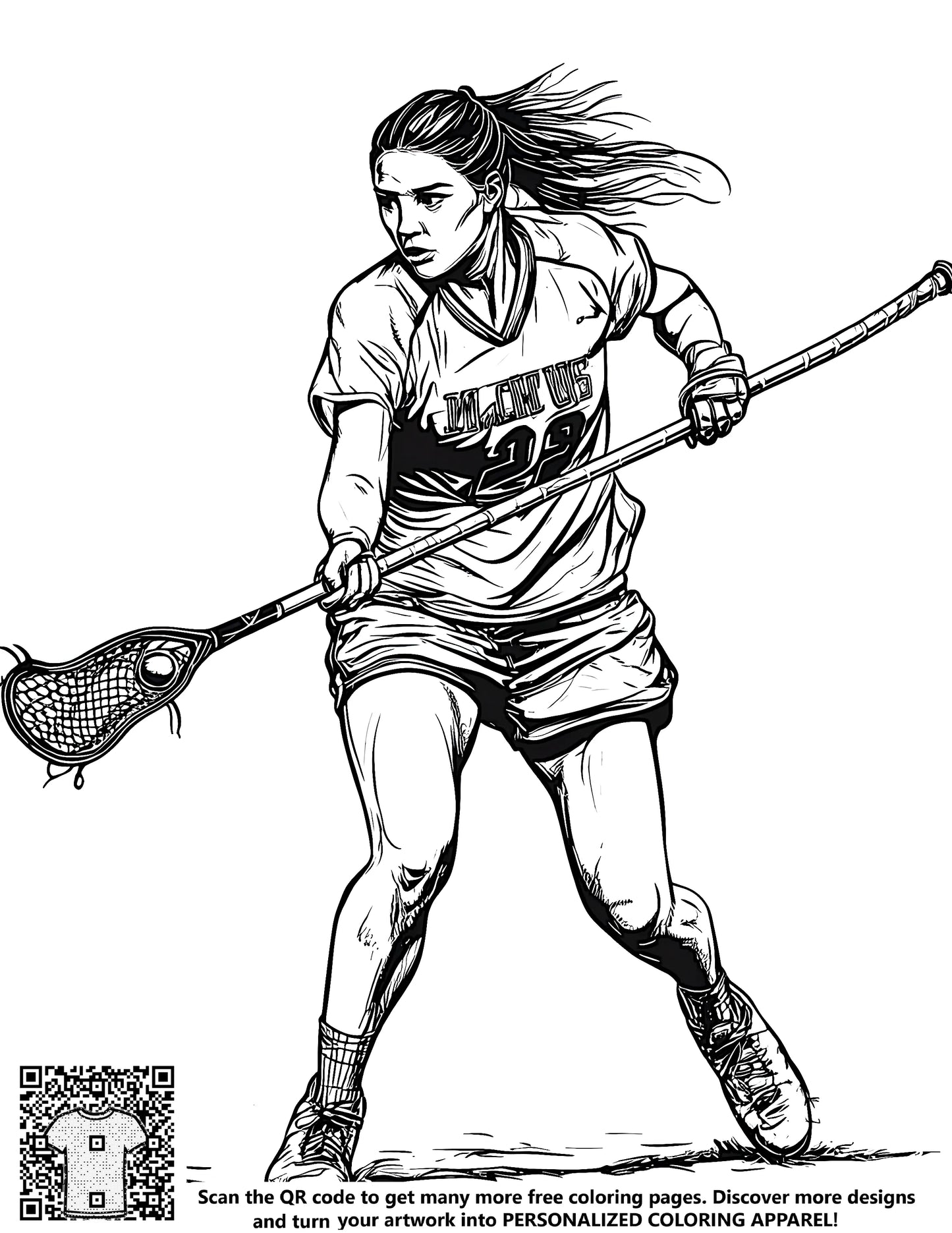 FREE Female Lacrosse Player Coloring Page - Download NOW