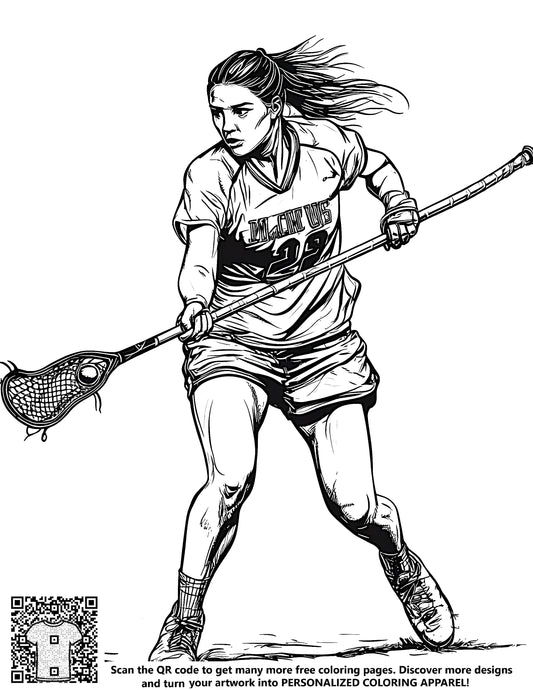 FREE Female Lacrosse Player Coloring Page - Download NOW