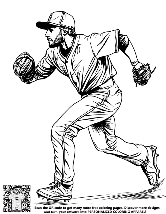 FREE Baseball Pitcher Coloring Page - Printable Download