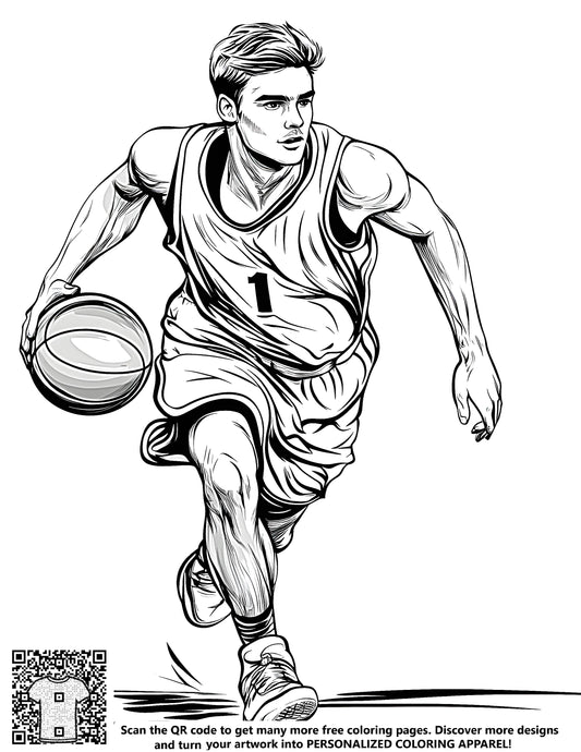 FREE Basketball Player Coloring Page - Printable Download