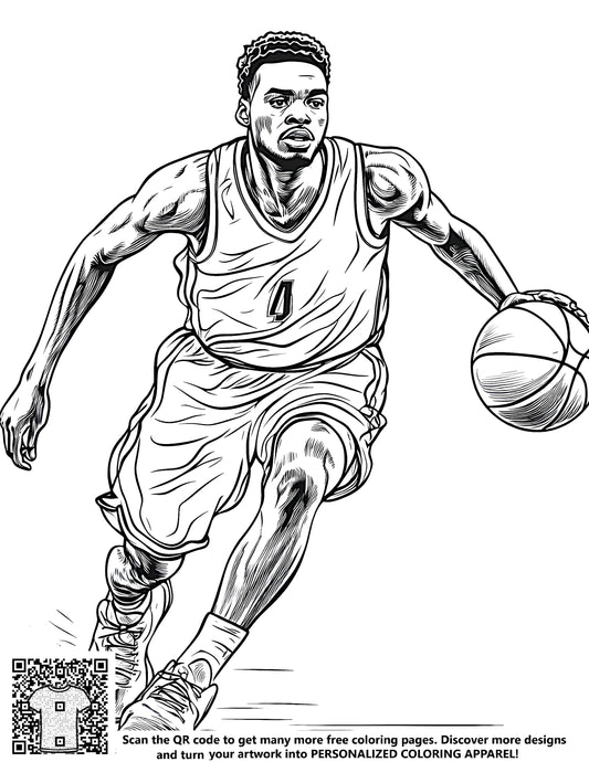 FREE Basketball Player Dribbling Coloring Page Download