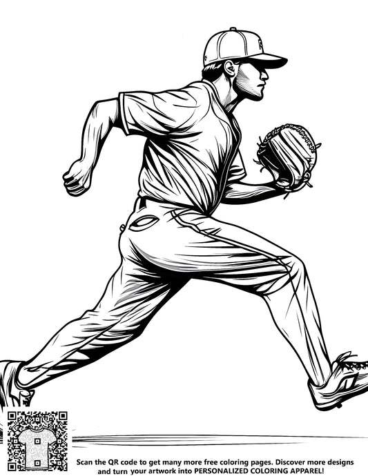 FREE Baseball Pitcher Coloring Page - Download NOW