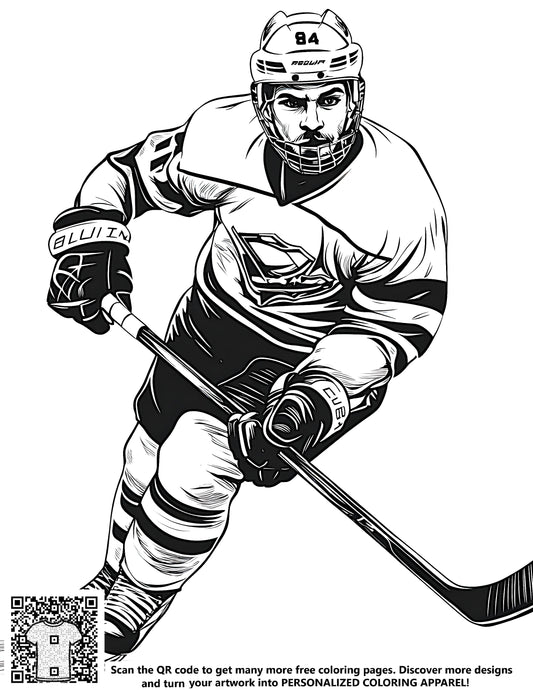 FREE Ice Hockey Player Coloring Page - Printable Download