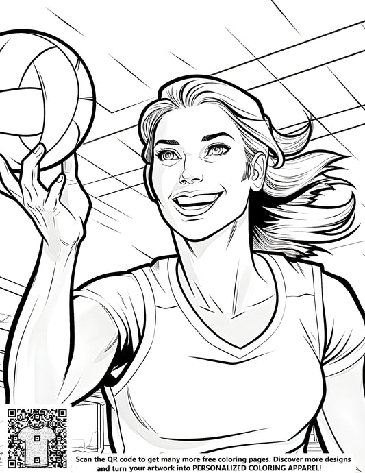 FREE Volleyball Enthusiast Coloring Page Download NOW
