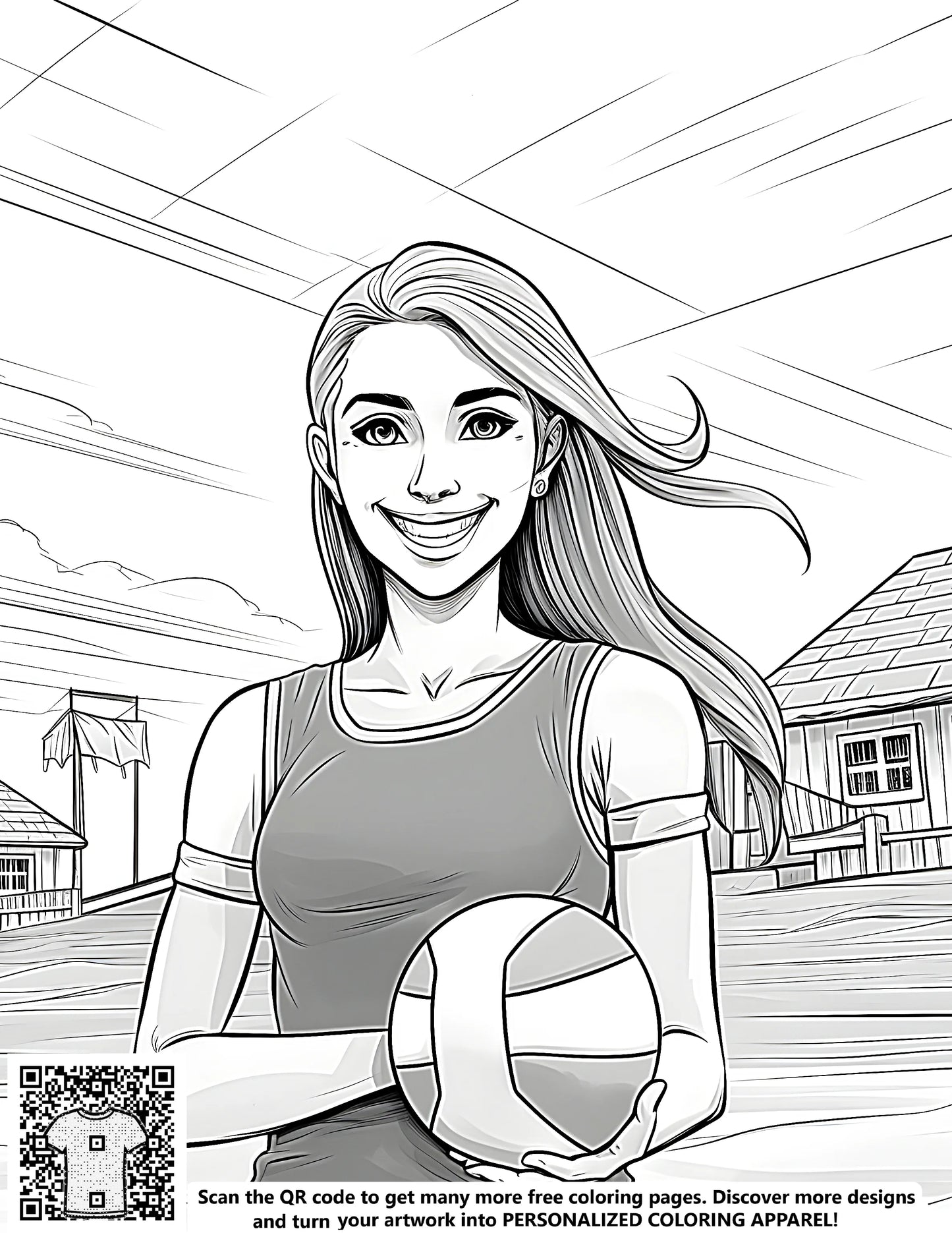 FREE Volleyball Girl Coloring Page - Download NOW