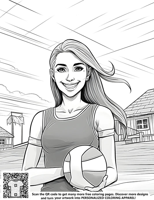 FREE Volleyball Girl Coloring Page - Download NOW