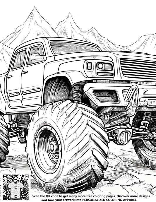 FREE Monster Truck Coloring Page - Download NOW