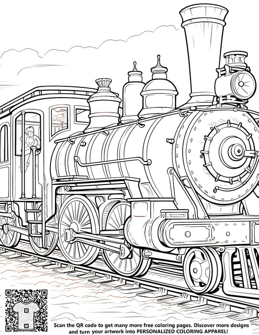 FREE Classic Steam Train Coloring Page - Printable Download