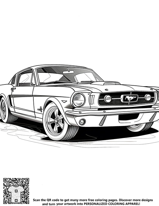 FREE Classic Mustang Car Coloring Page - Download NOW