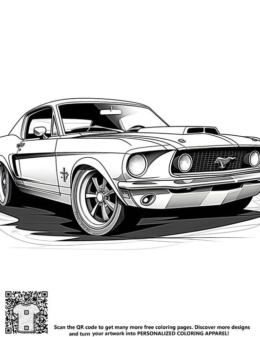 FREE Classic Mustang Car Coloring Page - Printable Download