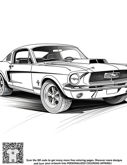 FREE Classic 1960s Mustang Car Coloring Page Download