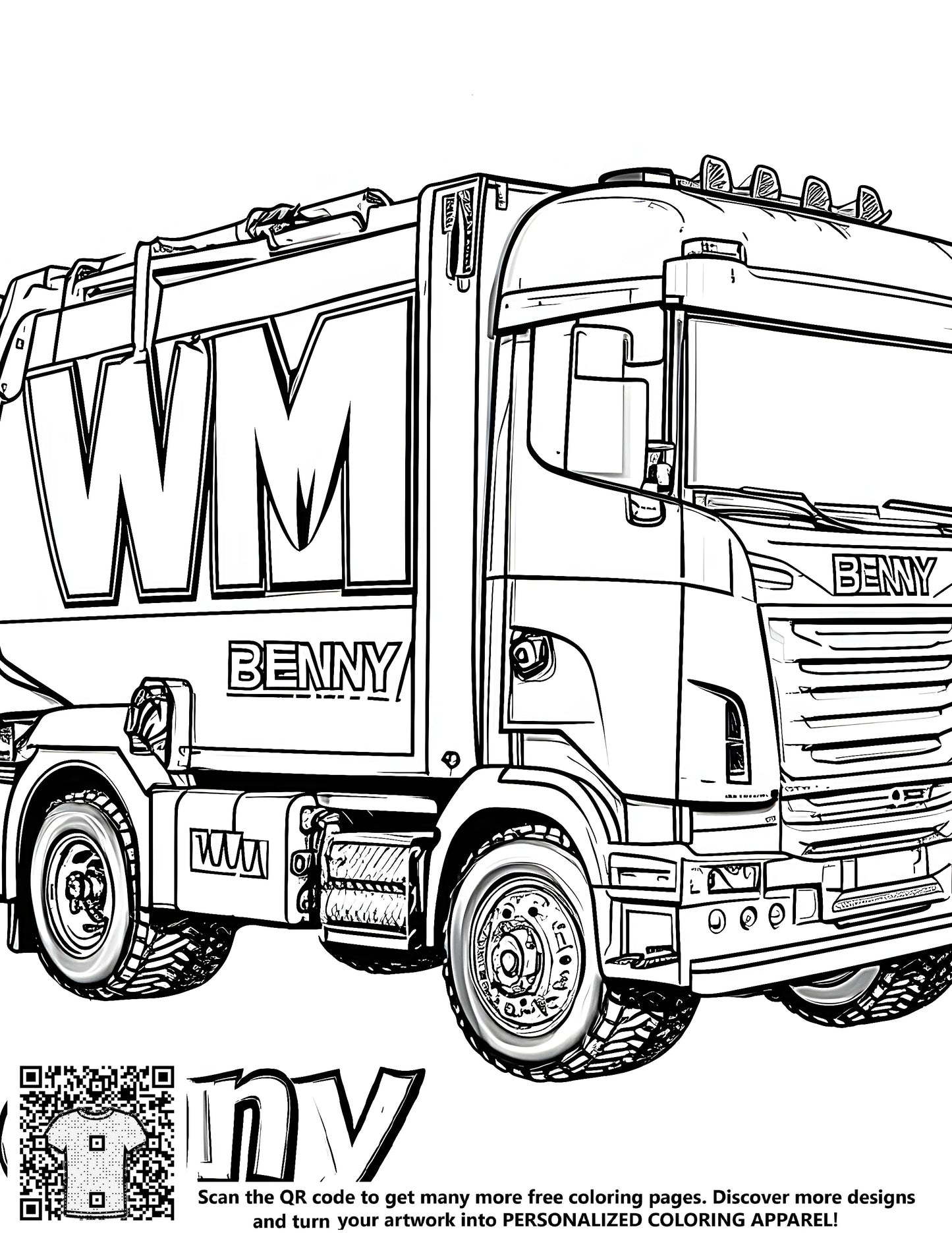 FREE Benny the Garbage Truck Coloring Page - Printable Download