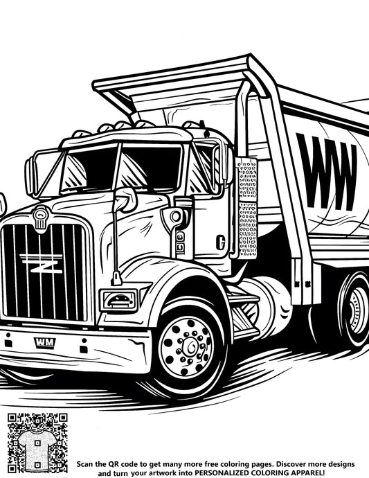 FREE Garbage Truck Coloring Page - Printable Download