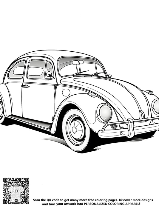 FREE Classic Volkswagen Beetle Coloring Page Download