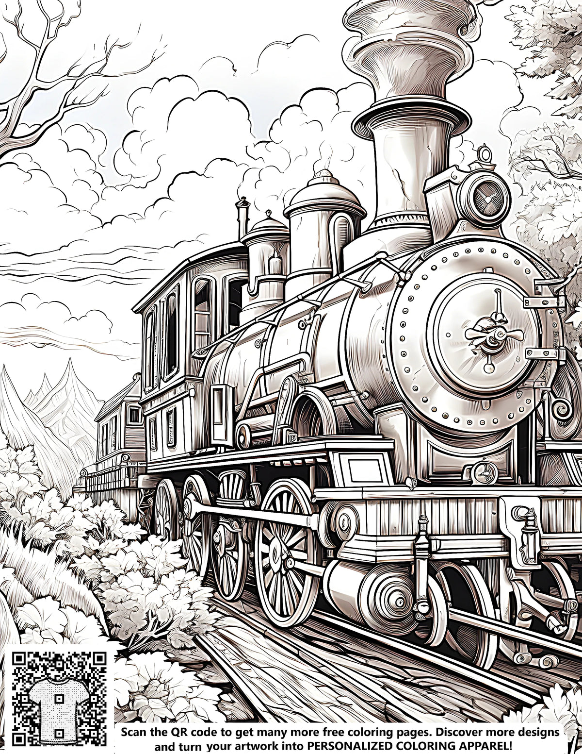 Old Train Coloring Free Steam Train Coloring Page PDF – Davinci in You
