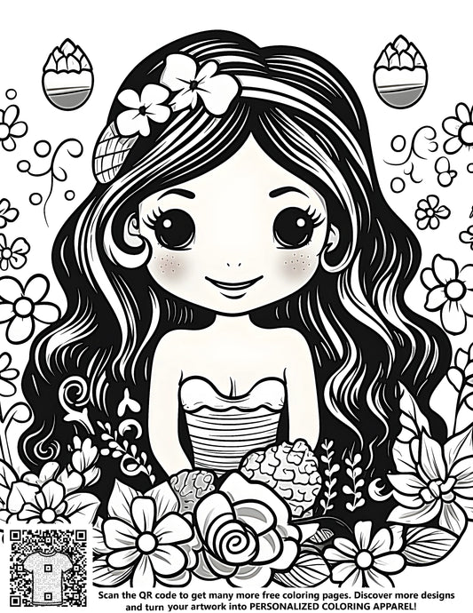 FREE Fairy Girl Coloring Page - Printable Floral Illustration Download