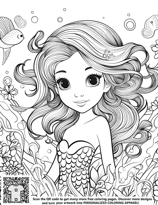 FREE Mermaid Coloring Page - Printable Underwater Fantasy Download