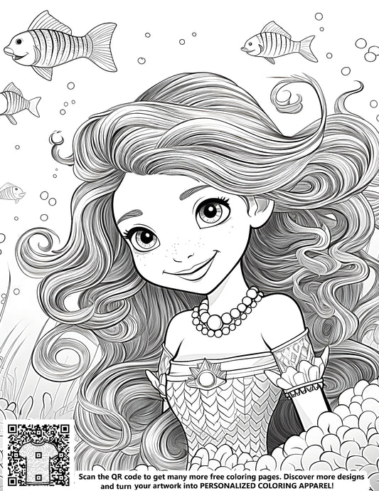 FREE Mermaid Princess Coloring Page - Detailed Underwater Scene Printable