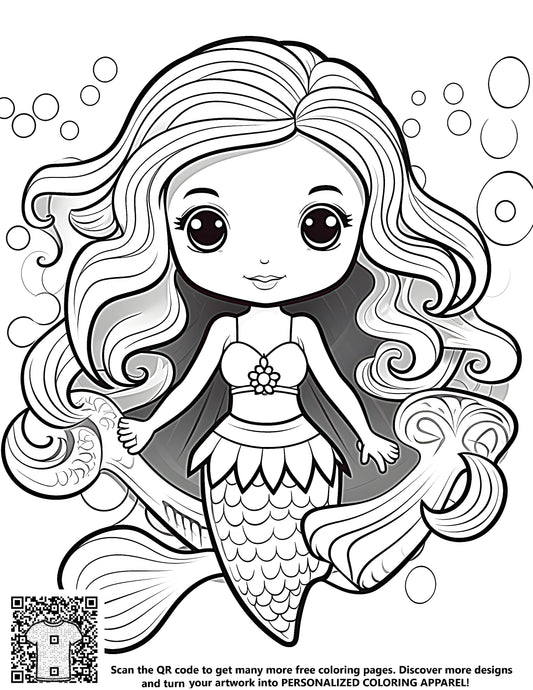 FREE Cartoon Mermaid Coloring Page - Printable Download