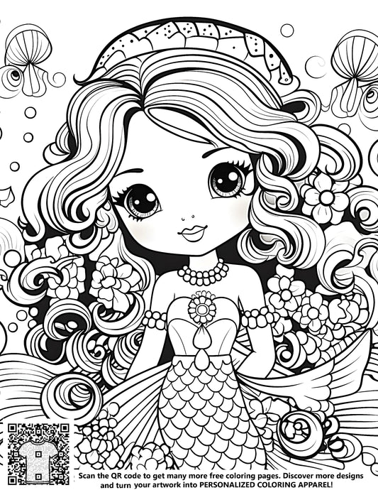 FREE Cute Mermaid Coloring Page - Printable Download