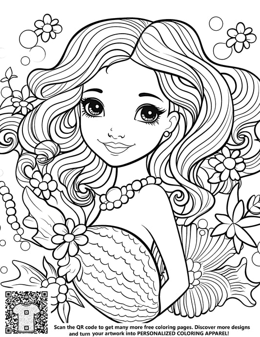 FREE Mermaid Coloring Page - Detailed Underwater Scene Printable