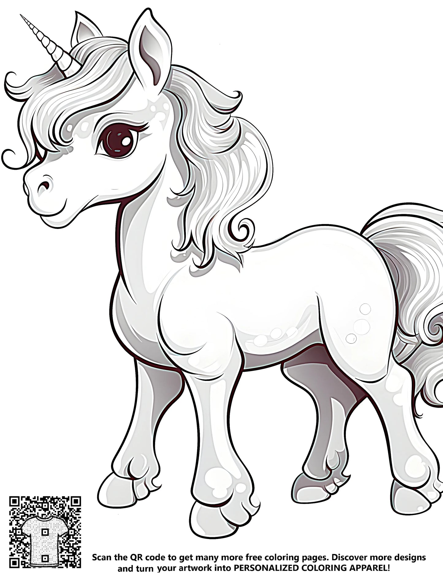Magical horse coloring page free printable art kit with 10 vibrant fabric markers